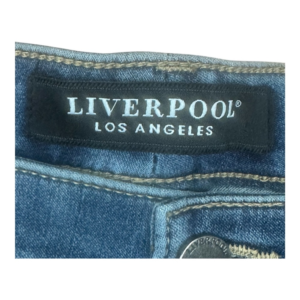Liverpool Los Angeles Multi Panel Fray Hem Denim Skirt in Darwin Sz: 14 - Picture 7 of 16